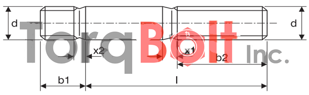 DIN 939 Double End Stud Bolts with Thread Engagement Length Equals to 1 x Diameter